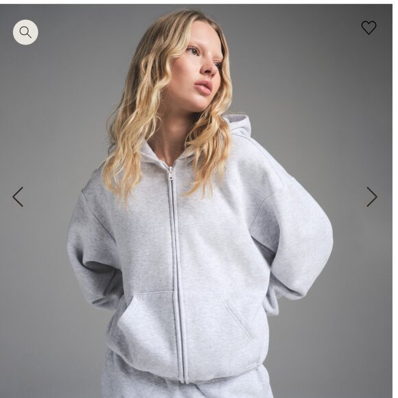 BNWT COTTON FLEECE CLASSIC ZIP UP HOODIE - HEATHER GREY SIZE L - Picture 2 of 5